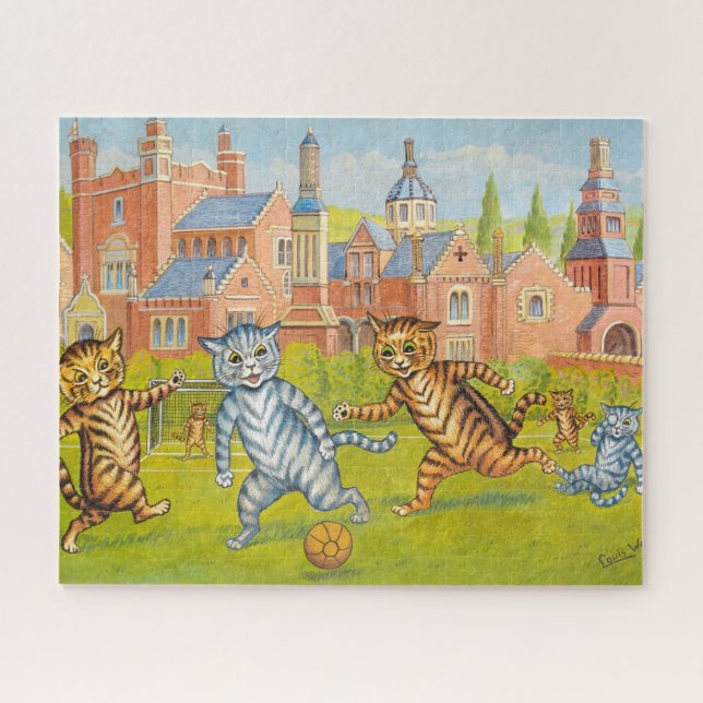 Katzen Fußball spielen von Louis Wain Puzzle (Horizontal)