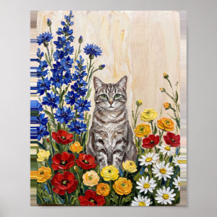 Katzen Garten 001 Kunst Nr. 3 Vintage-Gemälde Poster