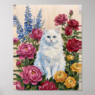 Katzen Garten 001 Kunst Nr. 4 Vintage-Gemälde Poster