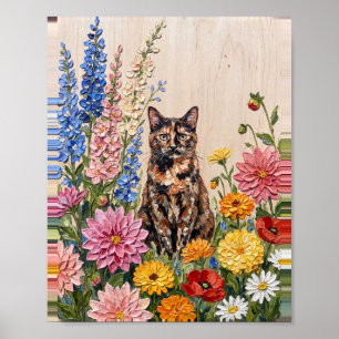 Katzen Garten 001 Kunst Nr. 6 Vintage-Gemälde Poster