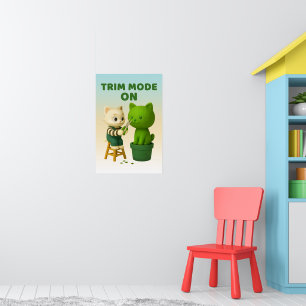Katzen Gärtner Formschnitt Trimm Modus Surreal Poster