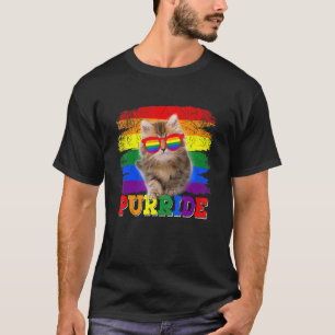 Katzen-Gay-Pride-Regenbogen-Sonnenbrille Lgbtq Pur T-Shirt