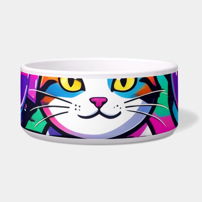 Katzen-Geburtstags-Regenbogen-Glitch Napf (Vorderseite)