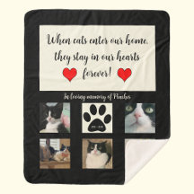 Katzen-Gedenk-Decke 5 Foto mit Gedicht Fleece