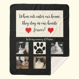 Katzen-Gedenk-Decke 5 Foto mit Gedicht Fleece Sherpadecke