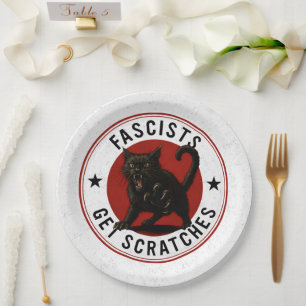 Katzen gegen Faschisten Pappteller