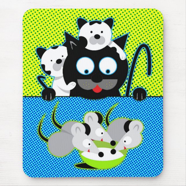 Katzen gegen Mäuse Maus Pad Mousepad (Vorne)