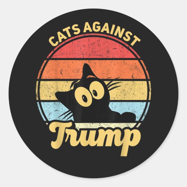 Katzen gegen Trump Runder Aufkleber (Vorderseite)