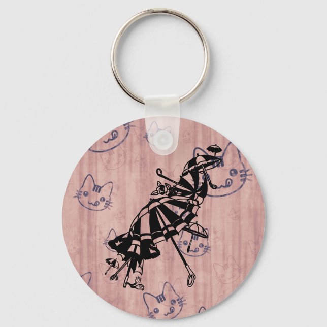 Katzen gegenüber Sonnenschirmen Sonnenschirme Sonn Schlüsselanhänger (Vorderseite)