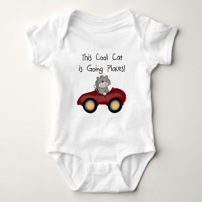 Katzen-gehende Platz-rote Auto-T-Shirts und Baby Strampler (Vorderseite)