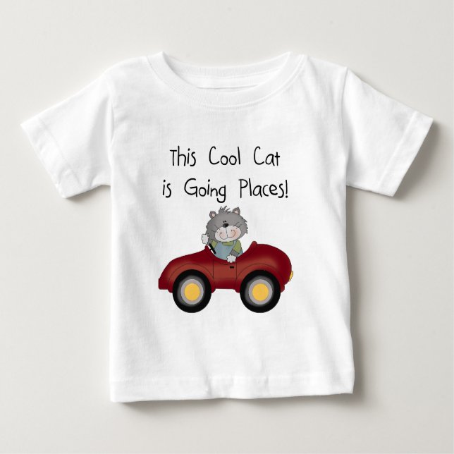 Katzen-gehende Platz-rote Auto-T-Shirts und Baby T-shirt (Vorderseite)