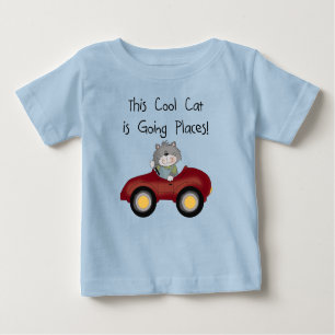 Katzen-gehende Platz-rote Auto-T-Shirts und Baby T-shirt