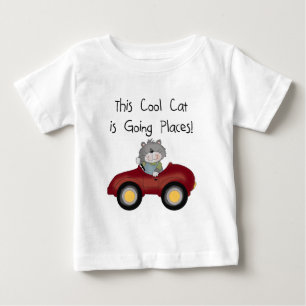Katzen-gehende Platz-rote Auto-T-Shirts und Baby T-shirt
