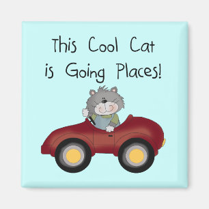 Katzen-gehende Platz-rote Auto-T-Shirts und Gesche Magnet
