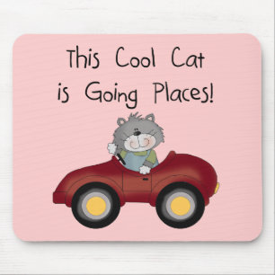 Katzen-gehende Platz-rote Auto-T-Shirts und Gesche Mousepad