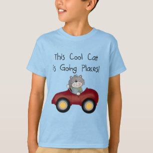 Katzen-gehende Platz-rote Auto-T-Shirts und T-Shirt