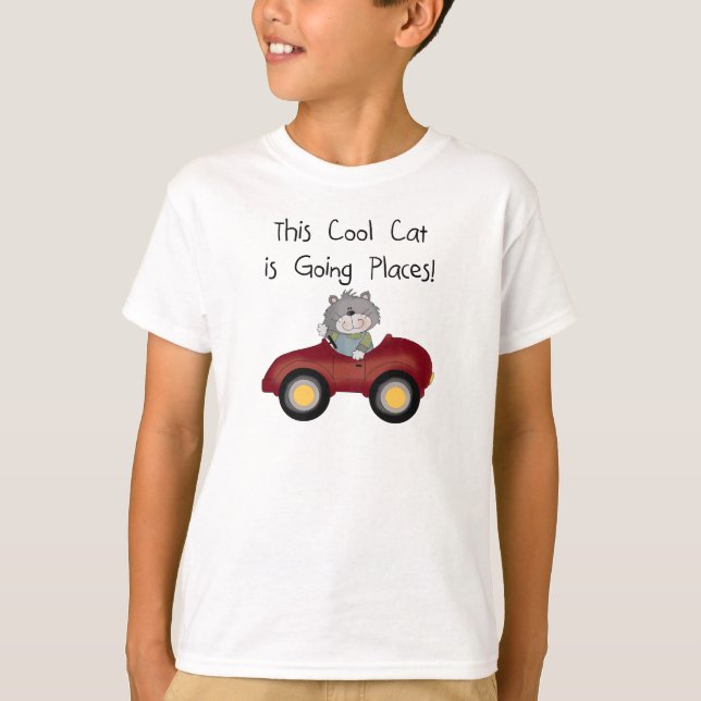 Katzen-gehende Platz-rote Auto-T-Shirts und T-Shirt (Vorderseite)