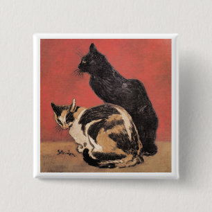 Katzen, Gemälde von Theophile Steinlen, Button