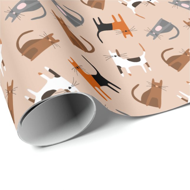 Katzen Geschenkpapier (Rolleneckpunkt)