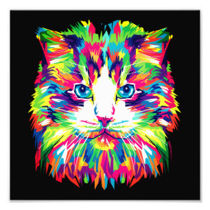 Katzen-Gesicht Geometrisches Prismen-Design-32453 Fotodruck