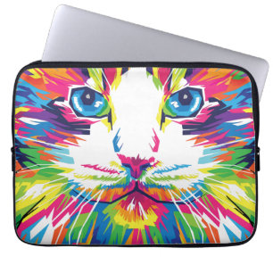 Katzen-Gesicht Geometrisches Prismen-Design-32453 Laptopschutzhülle