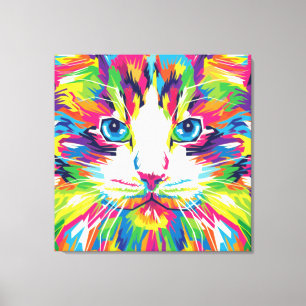 Katzen-Gesicht Geometrisches Prismen-Design-32453 Leinwanddruck