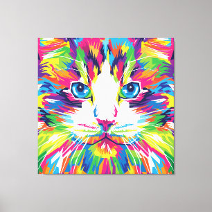 Katzen-Gesicht Geometrisches Prismen-Design-32453 Leinwanddruck