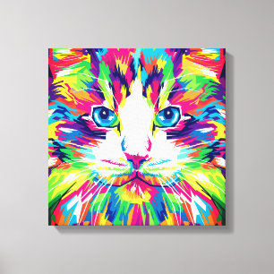 Katzen-Gesicht Geometrisches Prismen-Design-32453 Leinwanddruck