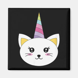 Katzen-Gesicht-Kopf-Einhorn-Wimpern Lustiger Hallo Magnet