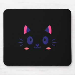 Katzen-Gesicht-Kopf-Kätzchen-Süßes-Halloween-Kostü Mousepad