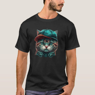 Katzen-Gesicht mit Beanie T-Shirt