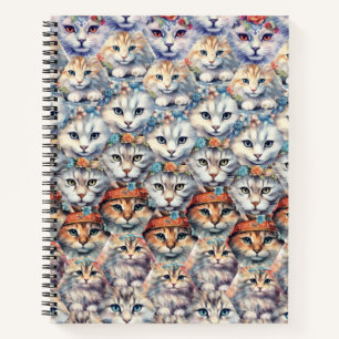 Katzen-Gesichter Sechseck-Muster Notizbuch