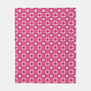 Katzen-Gesichts-Rosa-Gingham-Muster niedlich Fleecedecke