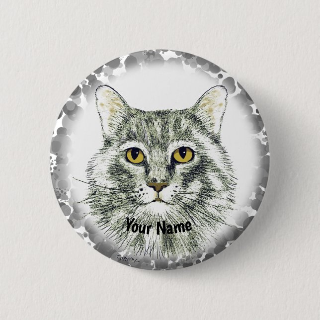 Katzen-Gesichtspinnadel Button (Vorderseite)