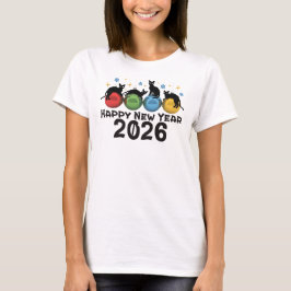 Katzen glücklich Neues Jahr 2026 T-Shirt