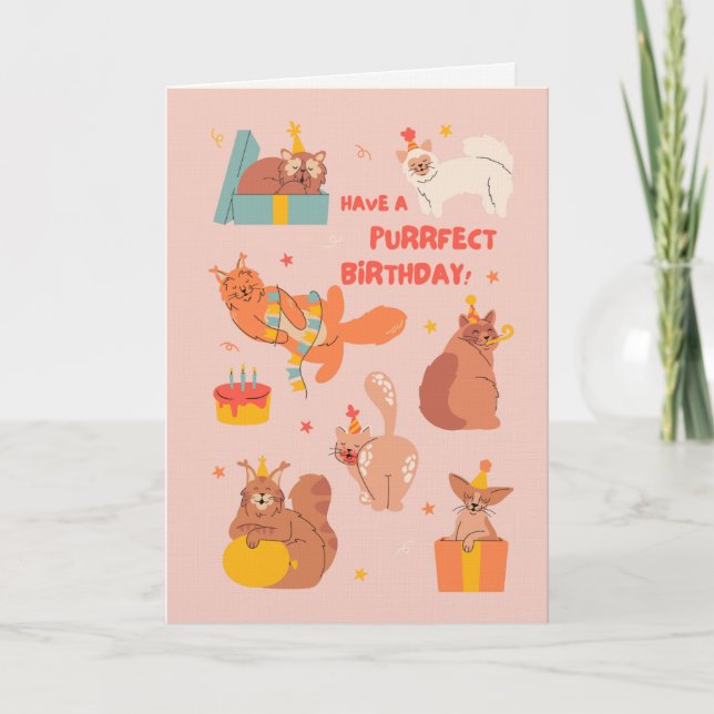 Katzen Glücklicher Geburtstag Karte (Vorderseite)