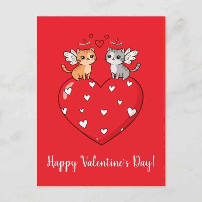 Katzen Glücklicher Valentinstag! Postkarte (Vorderseite)