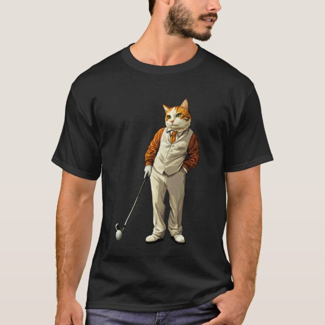 Katzen-Golfer T-Shirt (Vorderseite)