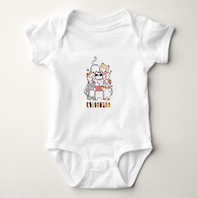 Katzen-Gruppendesign Baby Strampler (Vorderseite)