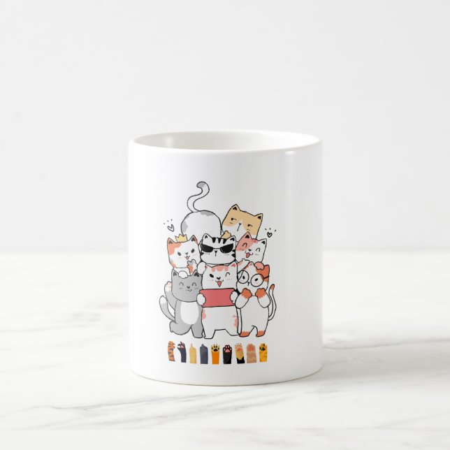 Katzen-Gruppendesign Kaffeetasse (Mittel)