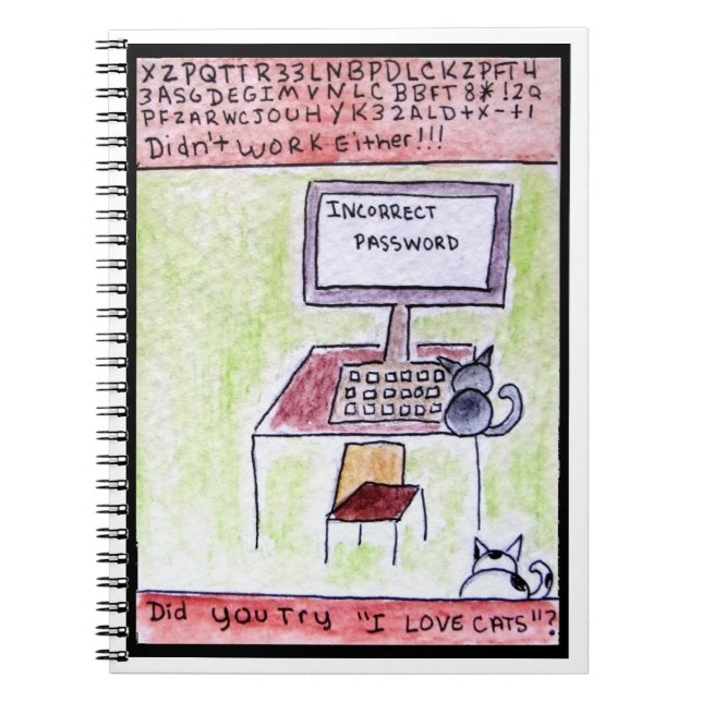 Katzen-Hacker-Notizbuch Notizblock (Vorderseite)