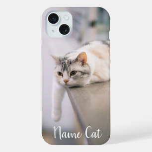 Katzen-Handyhülle mit dem Namen Ihres Haustiers an iPhone 15 Plus Hülle
