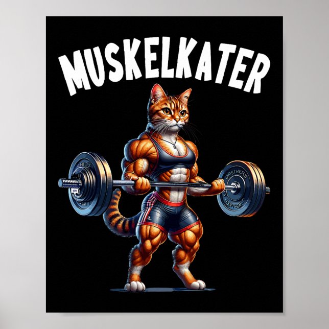 Katzen-Hantel-Design für Bodybuilder Bodybuilding  Poster (Vorne)