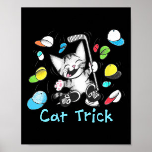 Katzen-Hattrick-Eishockey-Tor-Schieß-Kätzchen-Kitt Poster