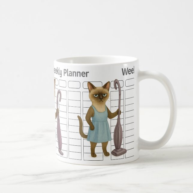 Katzen-Hausfrau Wochenplaner Kaffeetasse (Rechts)