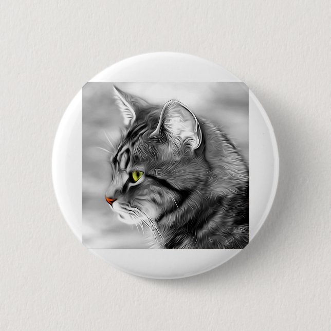 Katzen Haustiere Portrait Fur Sweetis Whiskers Button (Vorderseite)