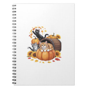 Katzen Herbst Kürbis Thanksgiving Sonnenblume O Notizblock