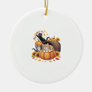 Katzen Herbst Kürbisse Erntedank Sonnenblume O Keramik Ornament