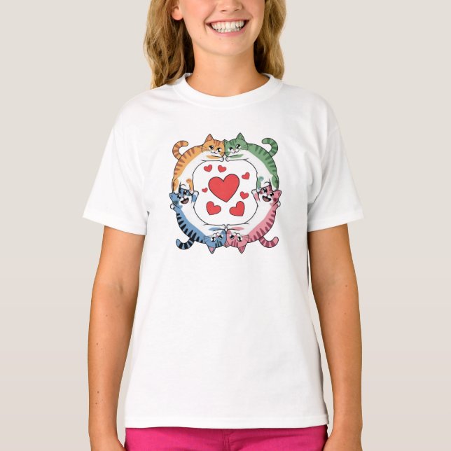 Katzen Herz T-Shirt (Vorderseite)