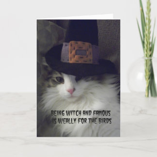Katzen-Hexe-Halloween-Gruß-Karte Karte